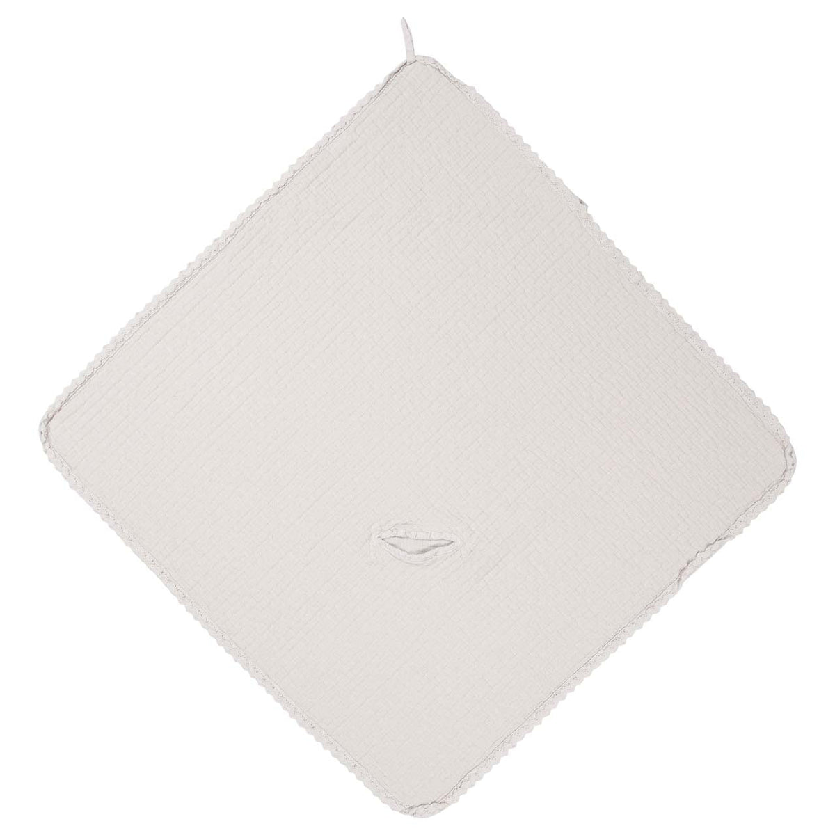 Einschlagdecke mit Spitzenkante 100 × 100 cm von Koeka Elba in Stone, Ansicht 3