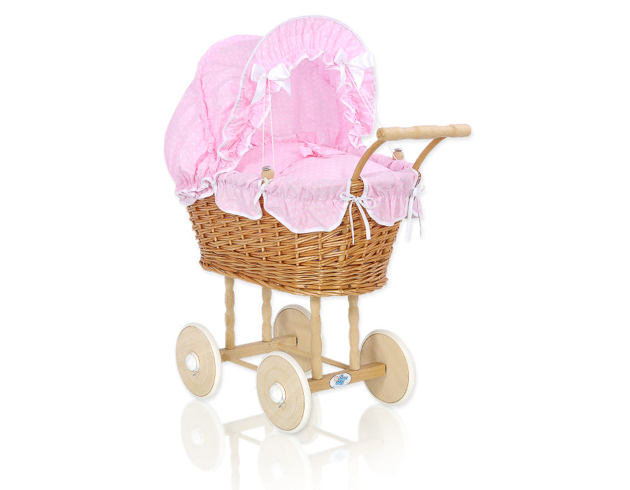 Puppenwagen Weide Natalia – Natur Rosa