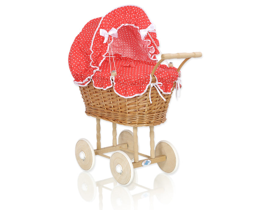 Puppenwagen Weide Natalia – Natur Rot