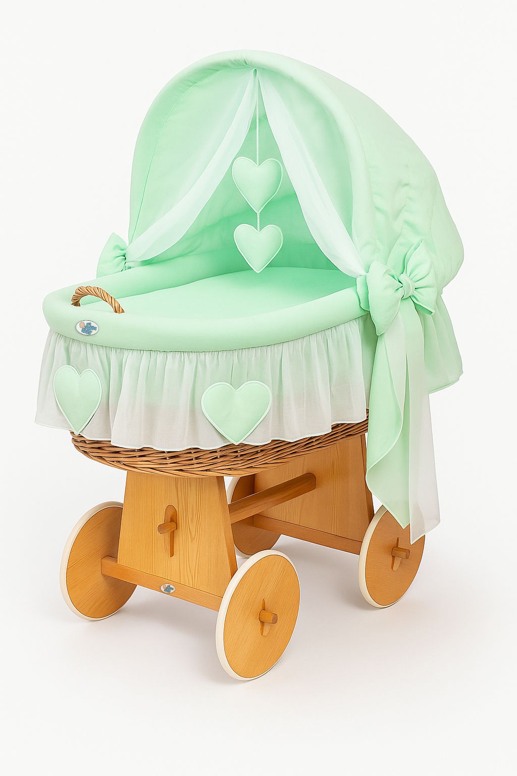 Stubenwagen Weide mit Verdeck Amelie – Natur Mint