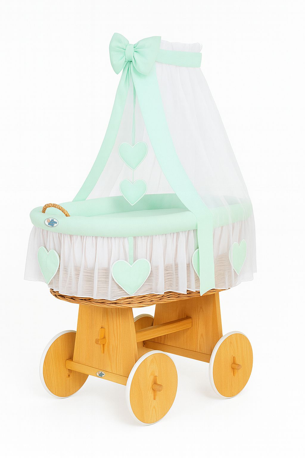 Stubenwagen Weide mit Baldachin Amelie – Natur Mint