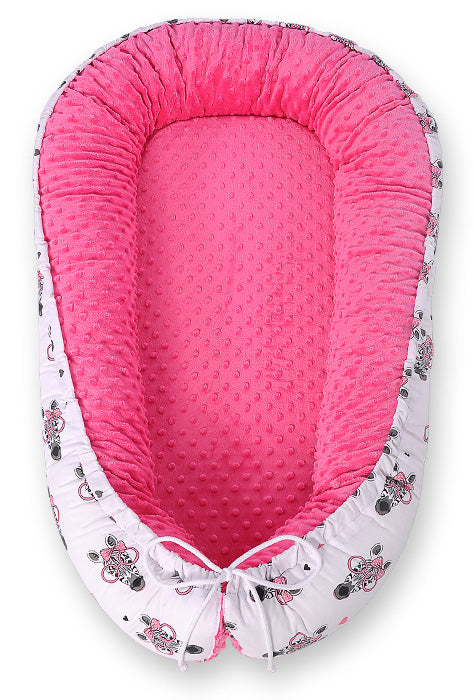 Babynest Kokon Minky Bobono – Zebras Rosa
