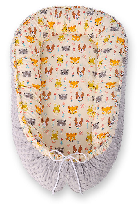 Babynest Kokon Minky Bobono – Tiere Creme