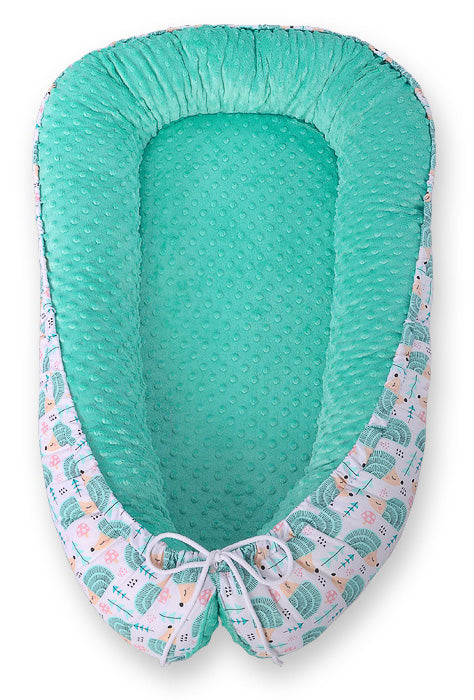 Babynest Kokon Minky Bobono – Igel Mint