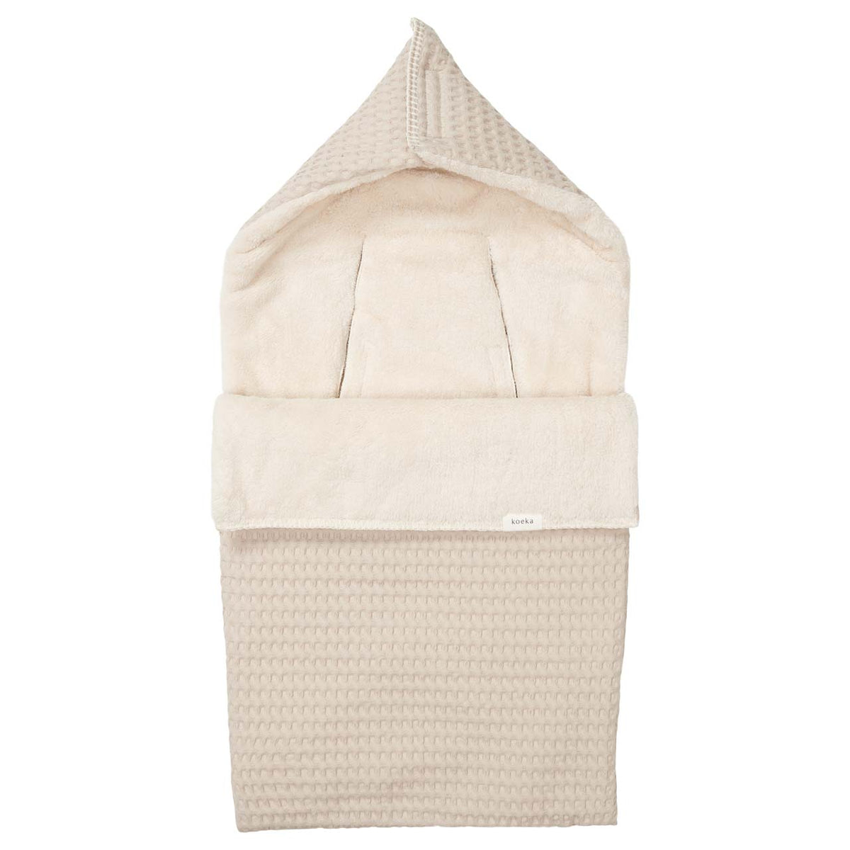 Fußsack für Babyschale Koeka Oslo in Sand mit Teddyfutter
