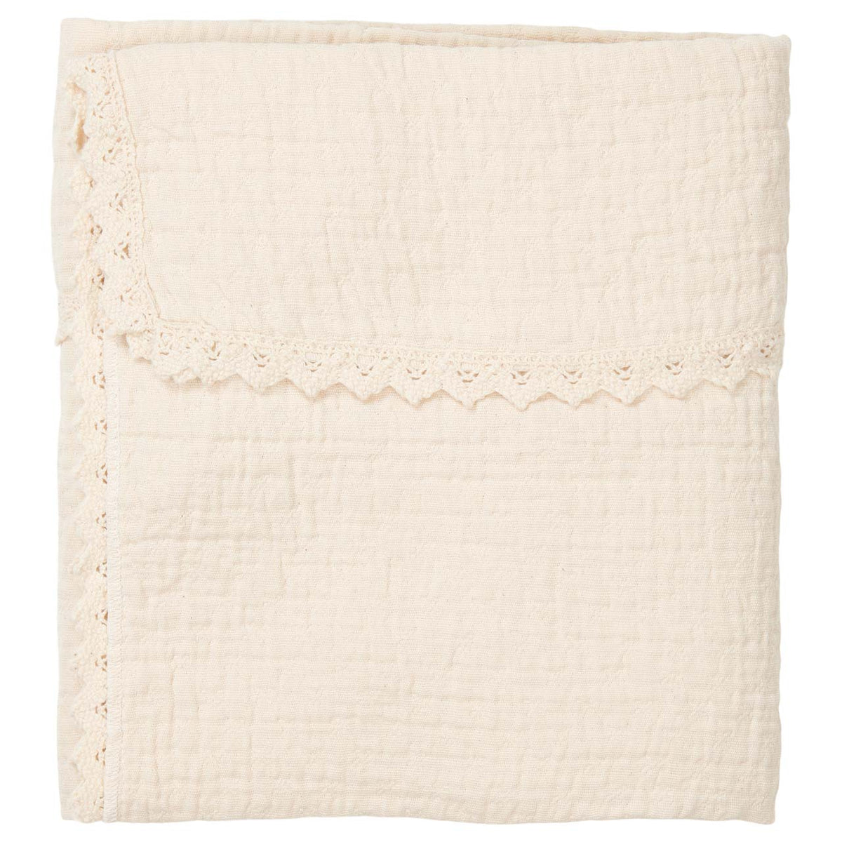 Kinderdecke 100x150 aus Baumwolle mit Spitzenkante – Koeka Elba