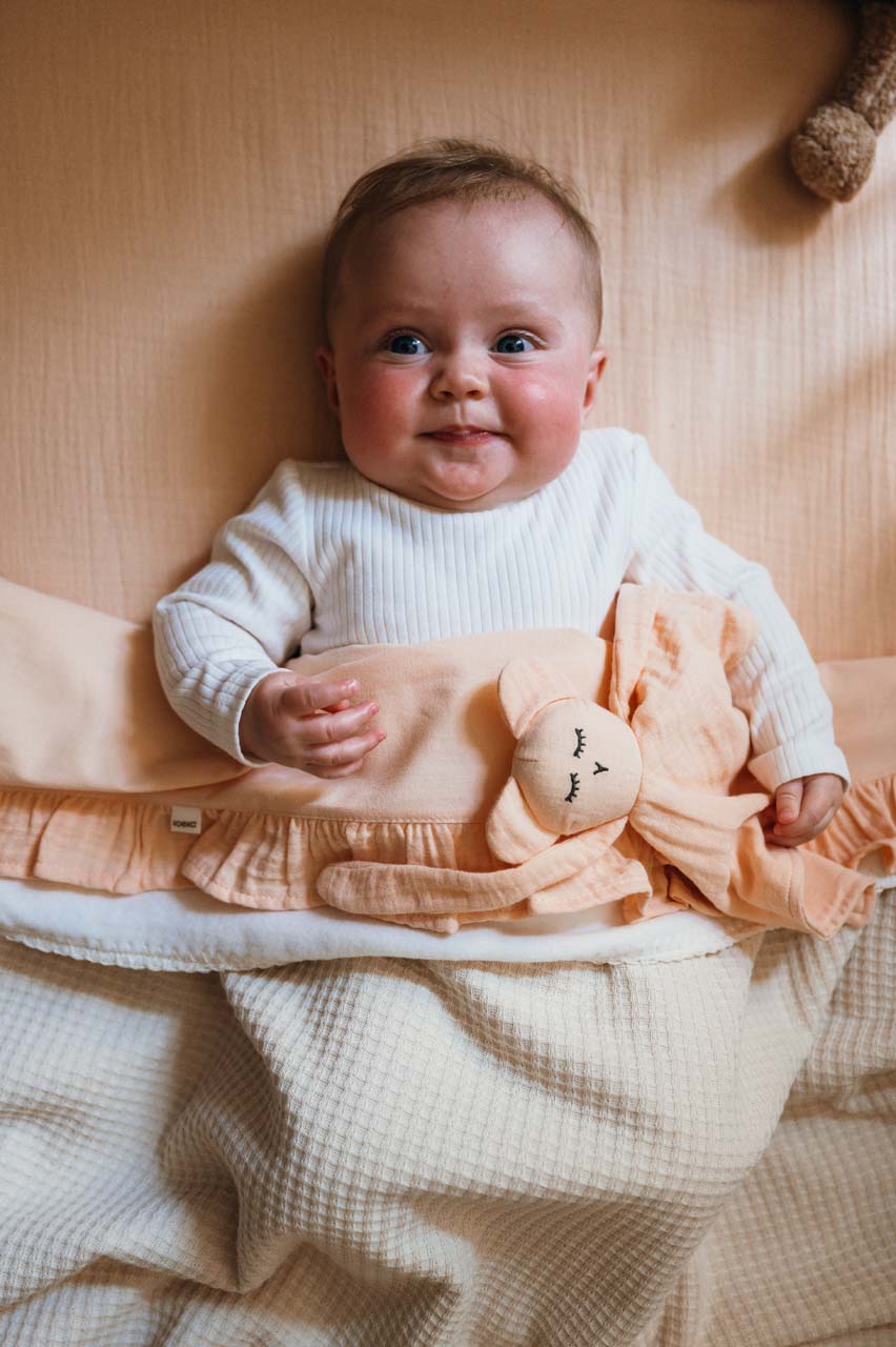 Kinderlaken 110x140 und Spannbettlaken 60x120 mit Rüsche – Koeka Faro