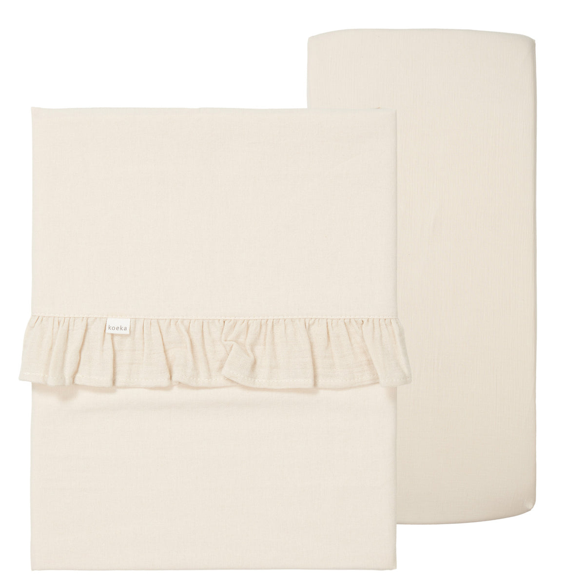 Kinderlaken 110x140 und Spannbettlaken 60x120 mit Rüsche – Koeka Faro