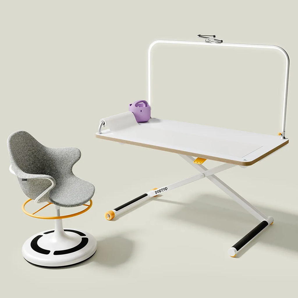 Poptop Komplettstudio - Kinderschreibtisch, Stuhl, Lampe, Papierhalter mit Rolle & Stiftehalter