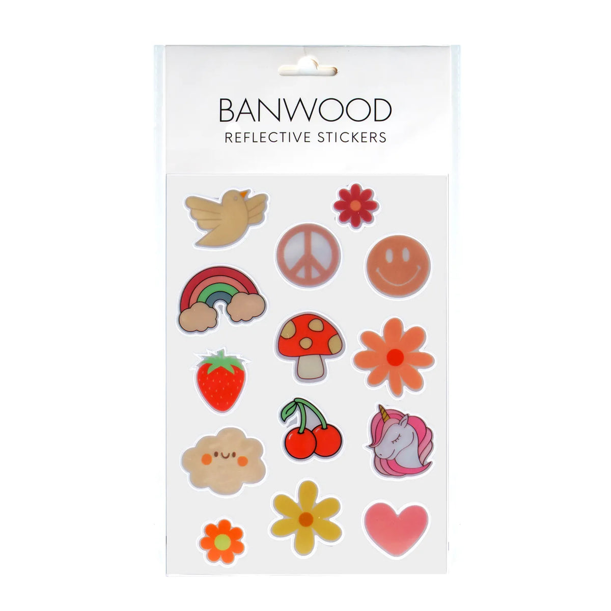 Reflektor-Sticker Einhörner, Regenbögen & Blumen – Banwood, Produktbild