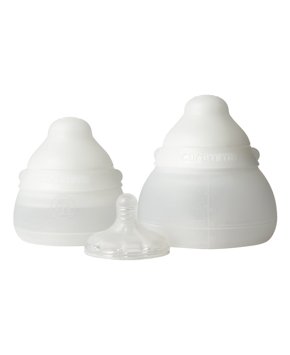 caramma Support-Set mit kleiner und großer Babyflasche aus Silikon