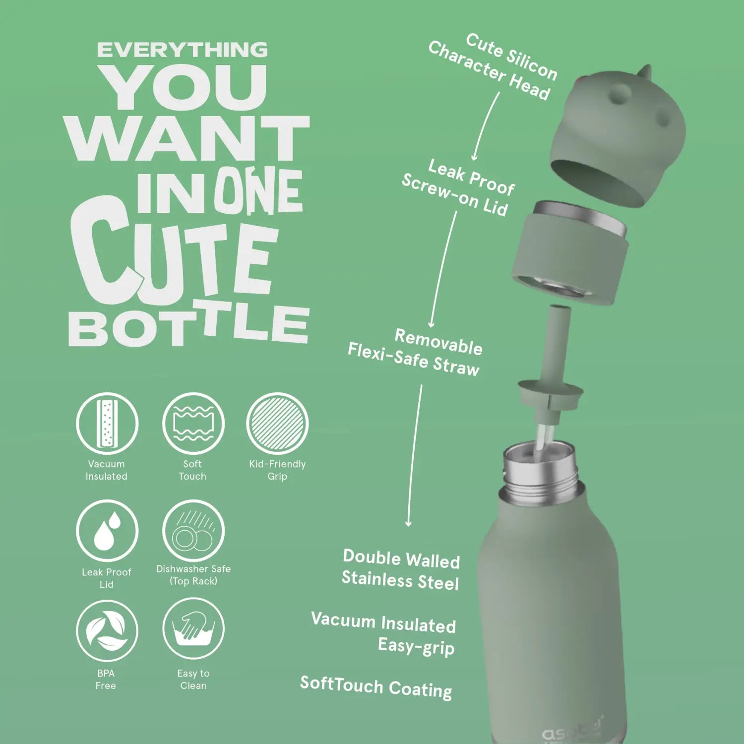 Dinosaur Bestie Bottle – vakuumisolierte Kinder Trinkflasche Edelstahl - Kindertrinkflasche