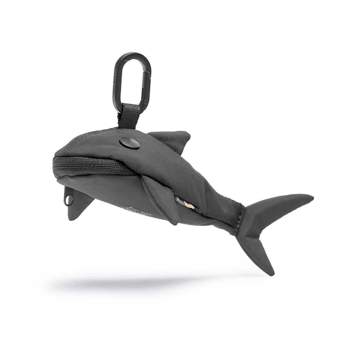 GOT BAG Shark Charm Taschenanhänger in Dunkelgrau, Anhänger in Haiform mit Karabiner, Frontansicht