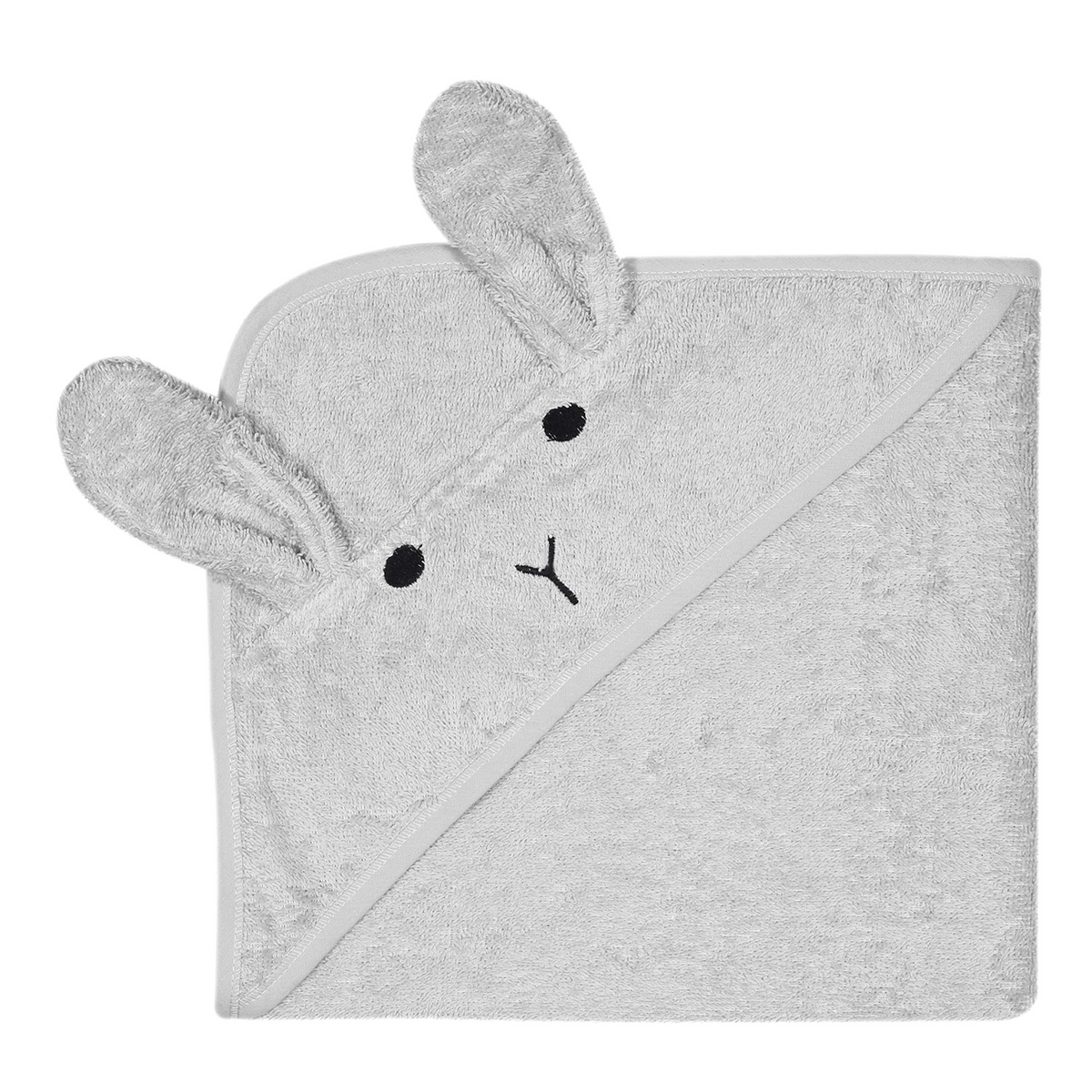 Kapuzenhandtuch Hase aus Baumwolle Grau von Kindsgut – Produktfoto 5