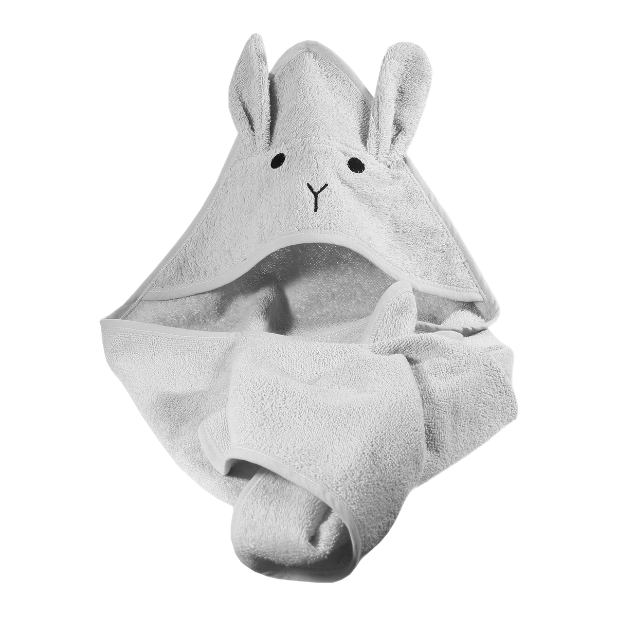 Kapuzenhandtuch Hase aus Baumwolle Grau von Kindsgut – Produktfoto 6
