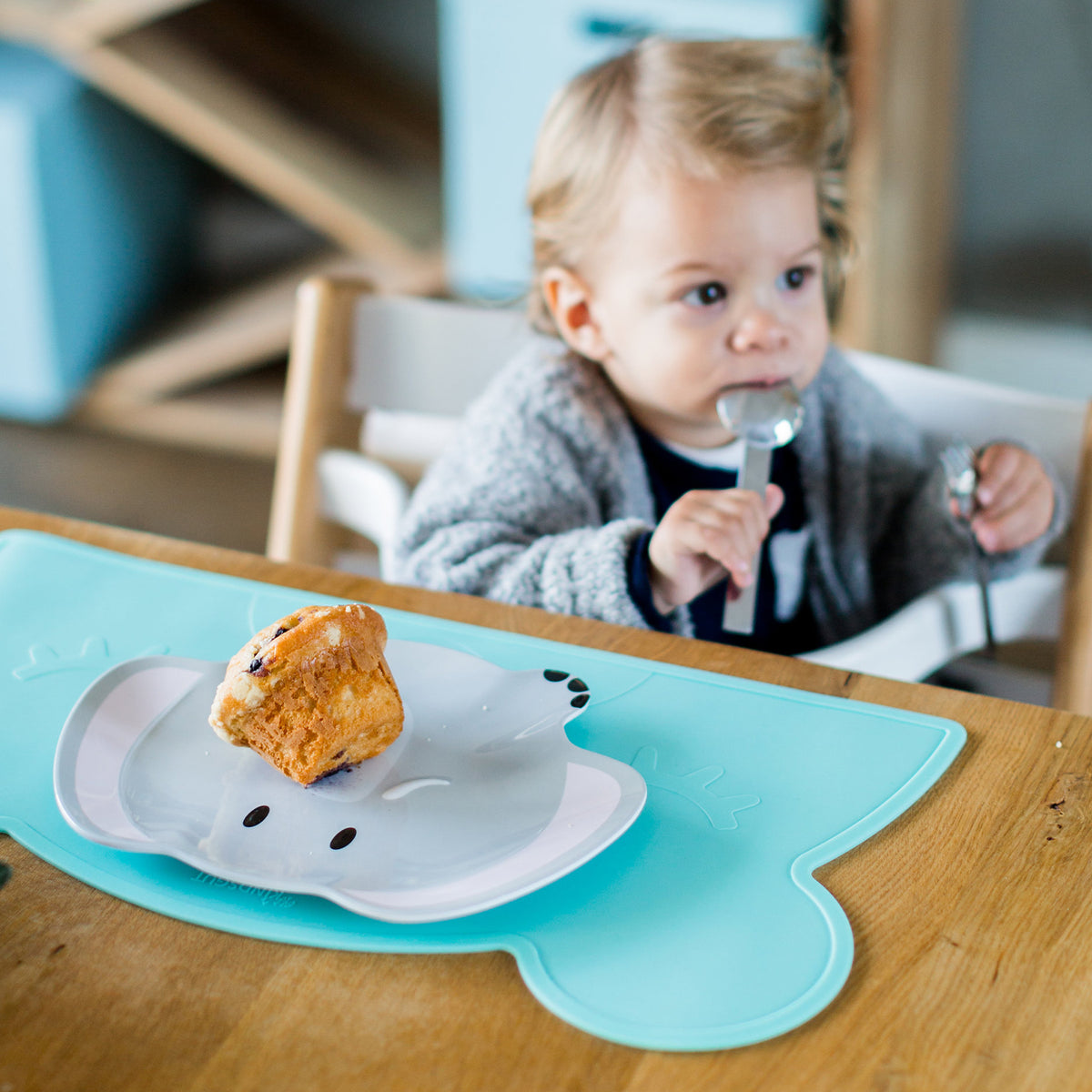 Silikon-Platzset Bär für Kinder Mint von Kindsgut – Anwendungsbild 3