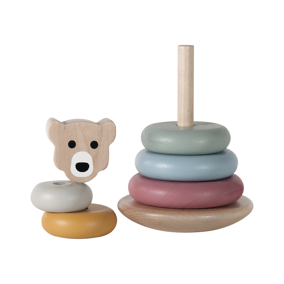 Stapelturm aus Holz mit Tiermotiv Bär von Kindsgut – Produktfoto 5