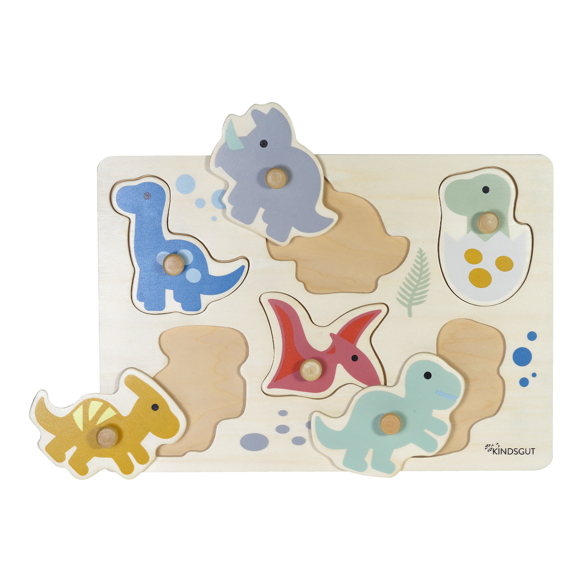 Steckpuzzle Holz mit Knauf Dinos von Kindsgut – Produktfoto 5