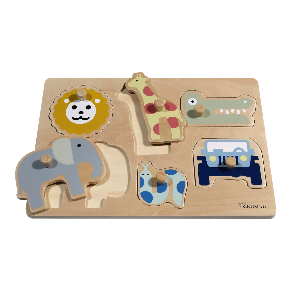 Steckpuzzle Holz mit Knauf Safari von Kindsgut – Produktfoto 5