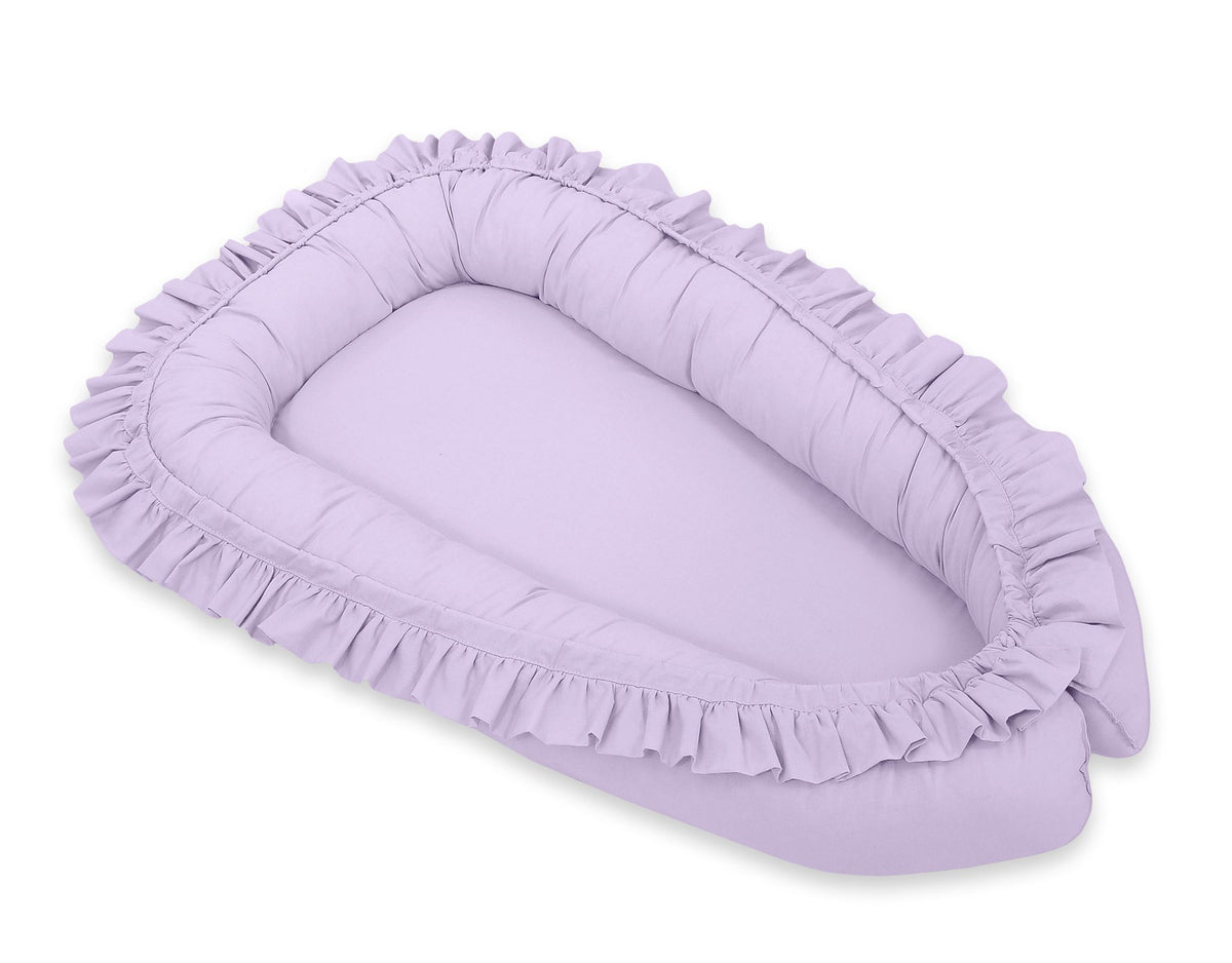 Babynest Kokon mit Rüsche – Lila