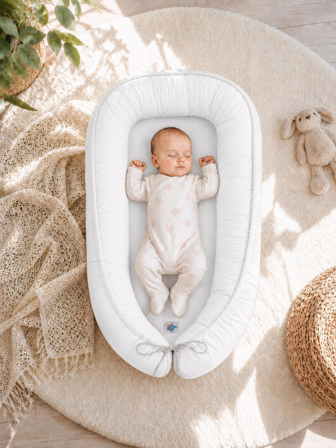 Babynest Kokon Baumwolle uni – Detailansicht