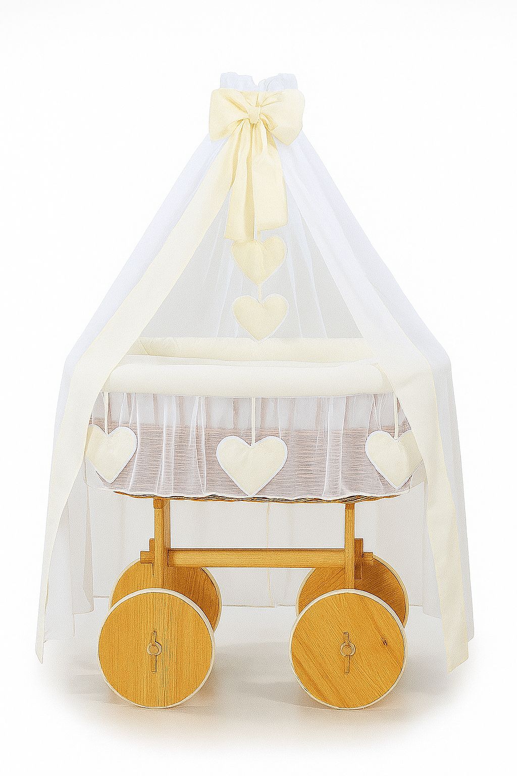 Stubenwagen Deluxe Weide mit Baldachin – Natur Amelie Creme