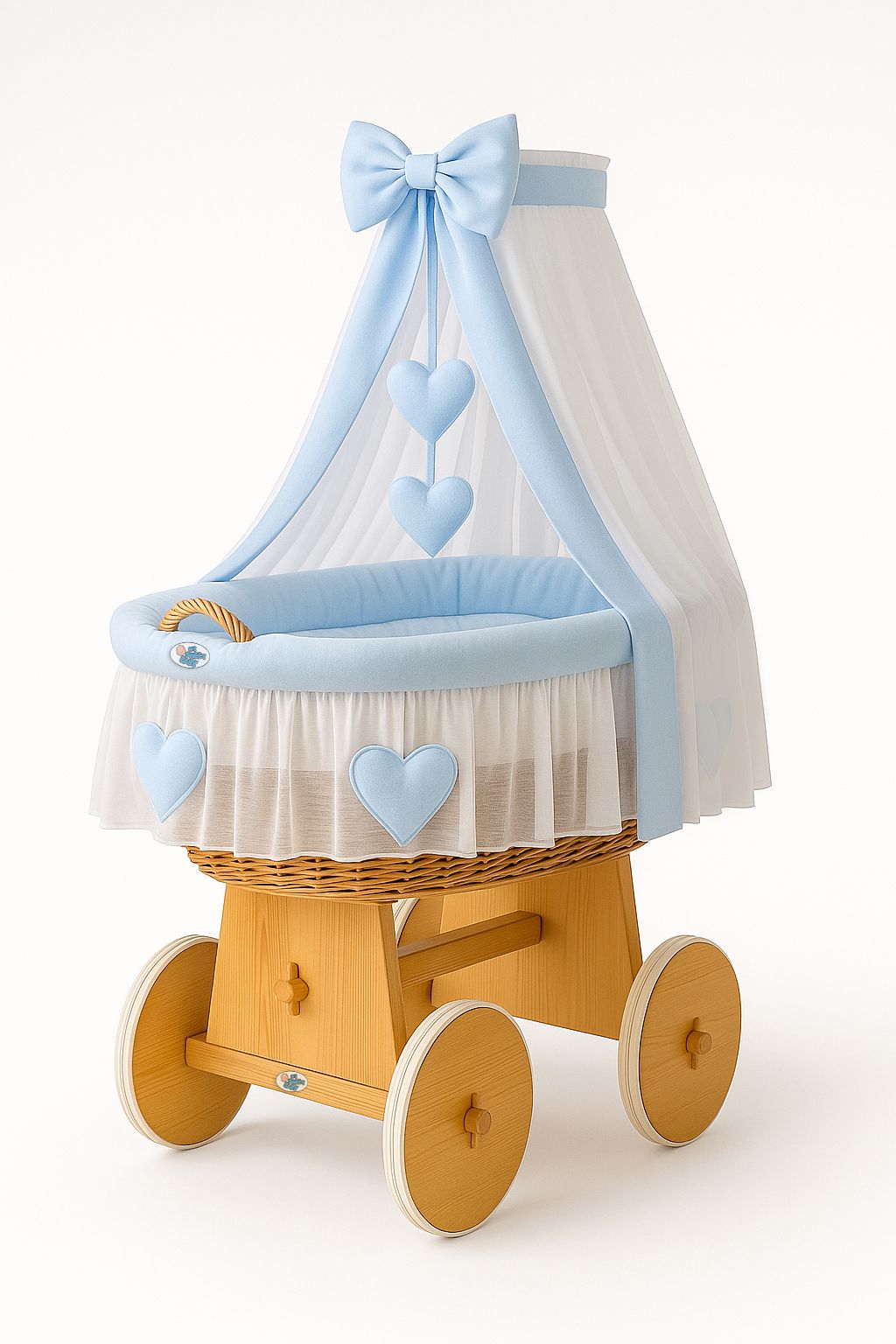 Stubenwagen Weide mit Baldachin Amelie – Natur Blau