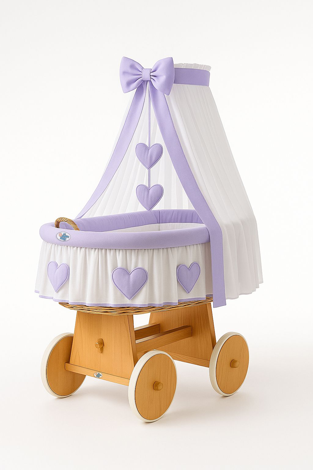 Stubenwagen Weide mit Baldachin Amelie – Natur Lila