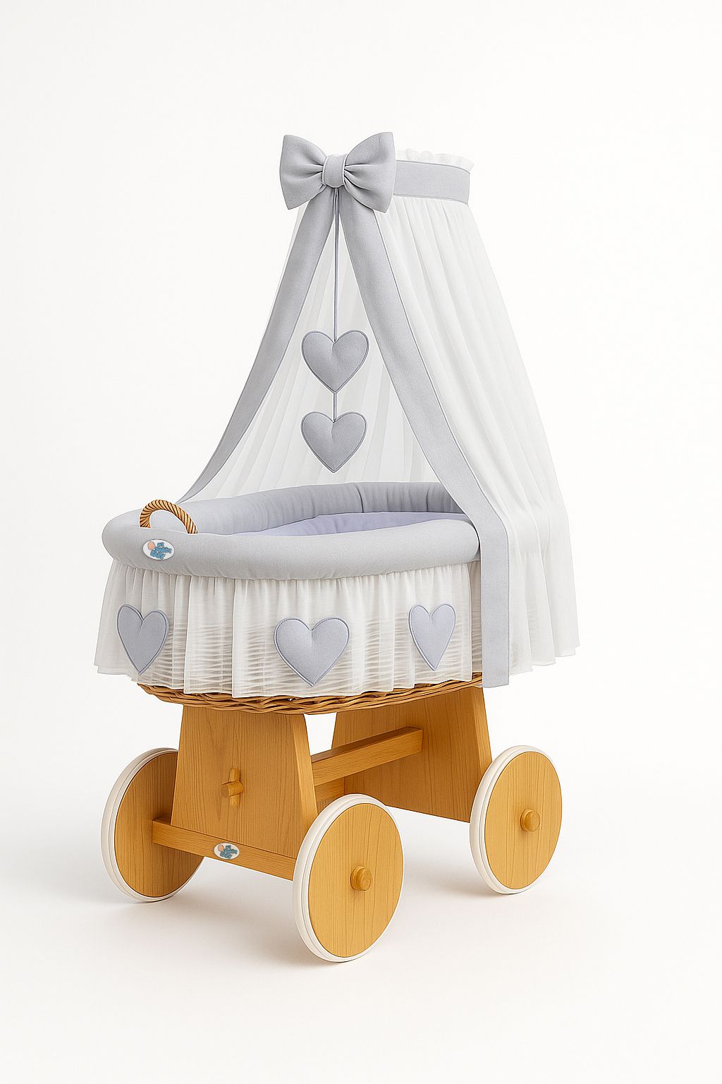 Stubenwagen Weide mit Baldachin Amelie – Natur Grau