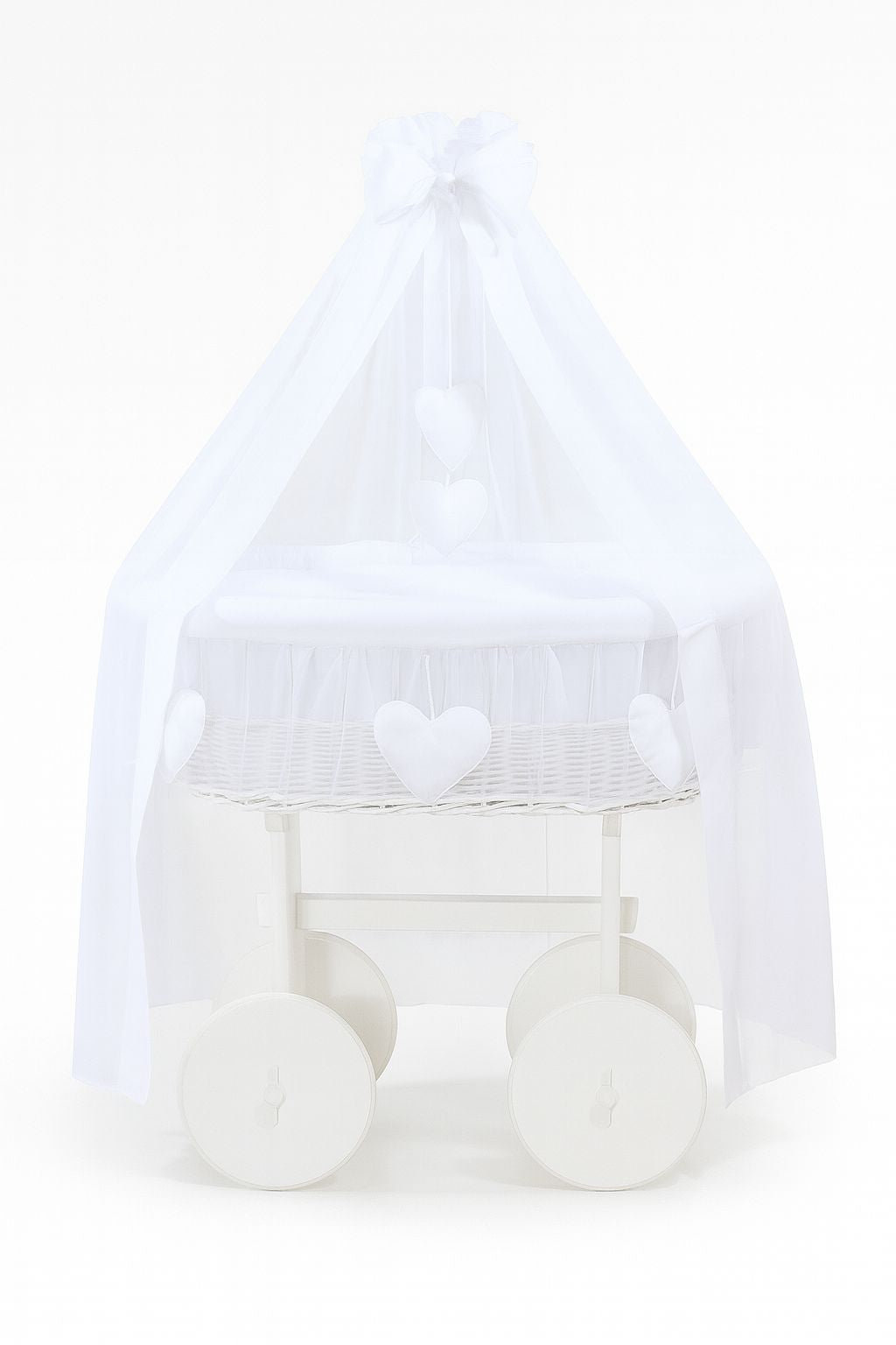 Stubenwagen Deluxe Weide mit Baldachin – Weiß Amelie Weiß