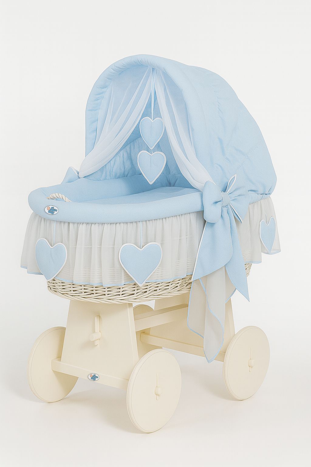 Stubenwagen Weide mit Verdeck Amelie – Weiß Blau