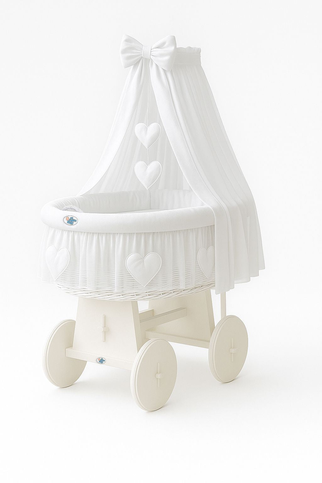 Stubenwagen Weide mit Baldachin Amelie – Weiß Weiß