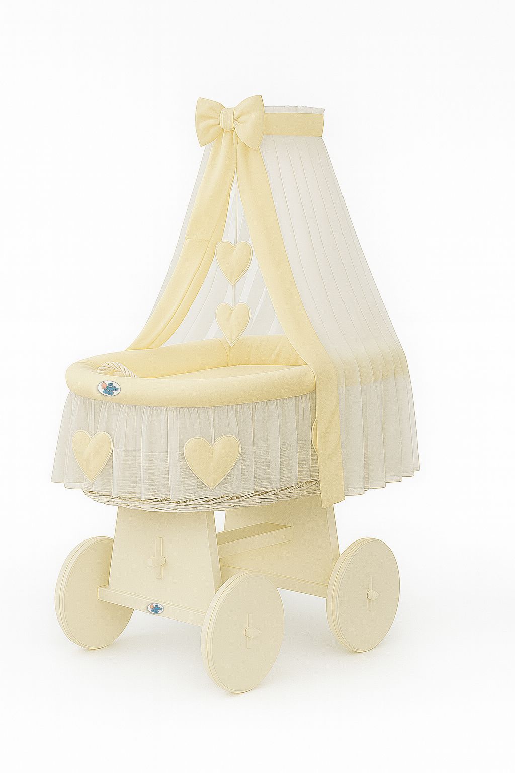 Stubenwagen Weide mit Baldachin Amelie – Weiß Creme
