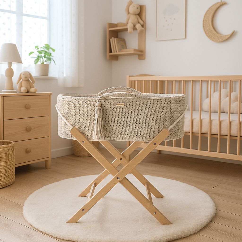 Moseskorb Baumwolle mit Ständer BOHO – Detailansicht