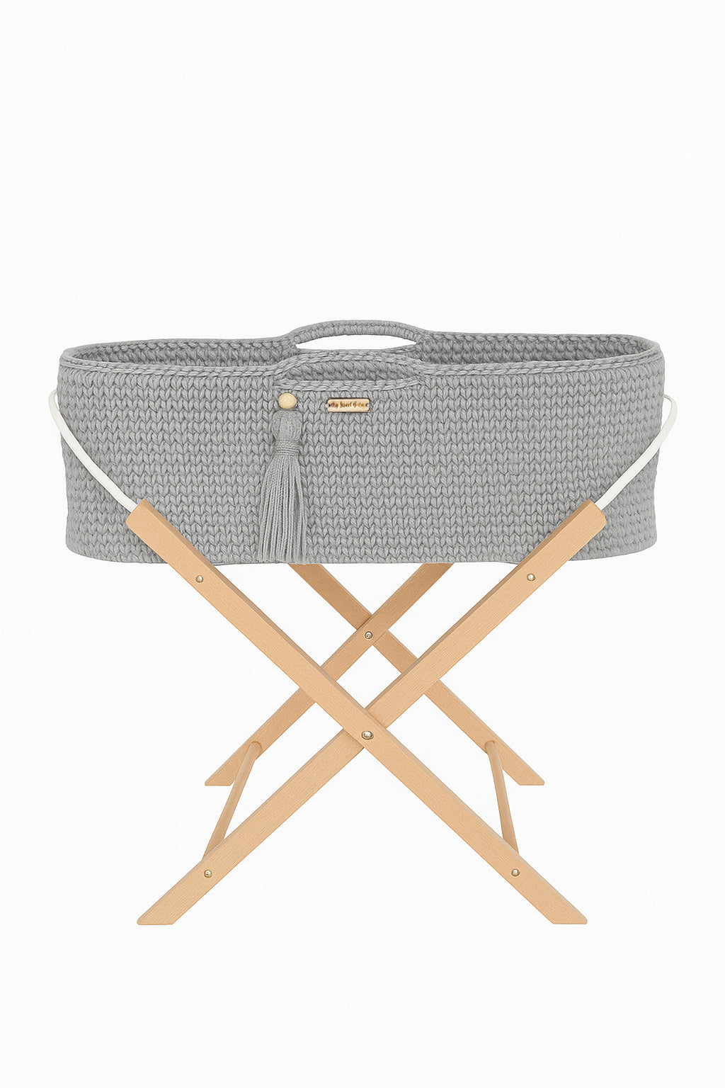 Moseskorb Baumwolle mit Ständer BOHO – Grau