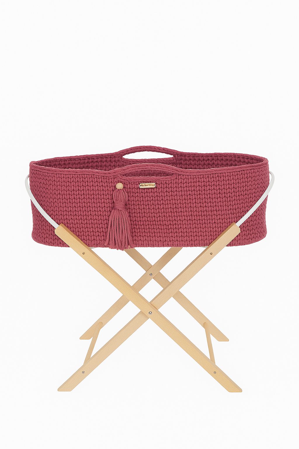 Moseskorb Baumwolle mit Ständer BOHO – Altrosa