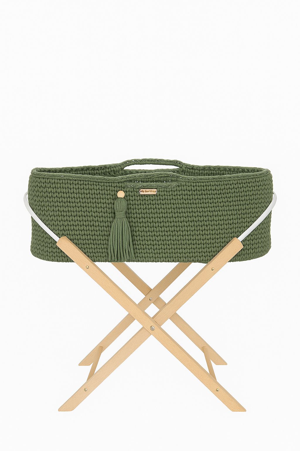 Moseskorb Baumwolle mit Ständer BOHO – Pistazie