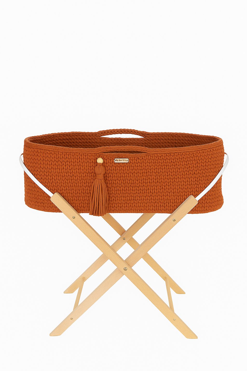 Moseskorb Baumwolle mit Ständer BOHO – Terrakotta