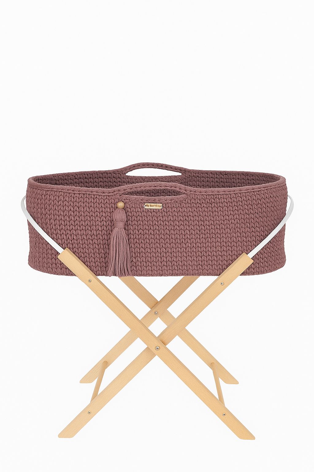 Moseskorb Baumwolle mit Ständer BOHO – Mauve