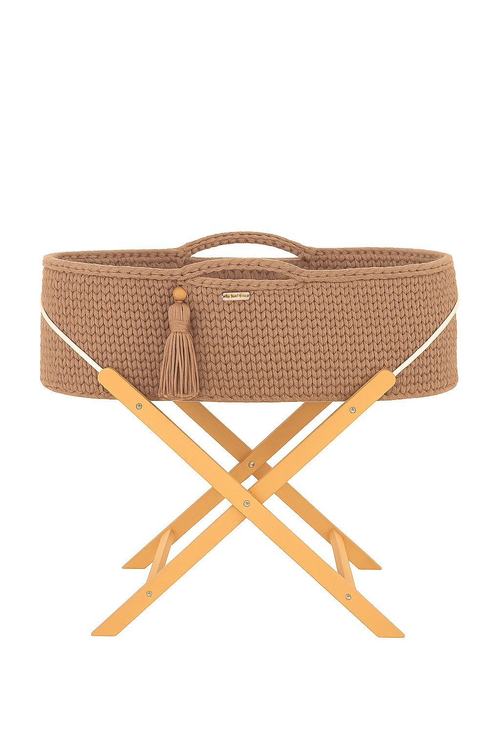 Moseskorb Baumwolle mit Ständer BOHO – Sand