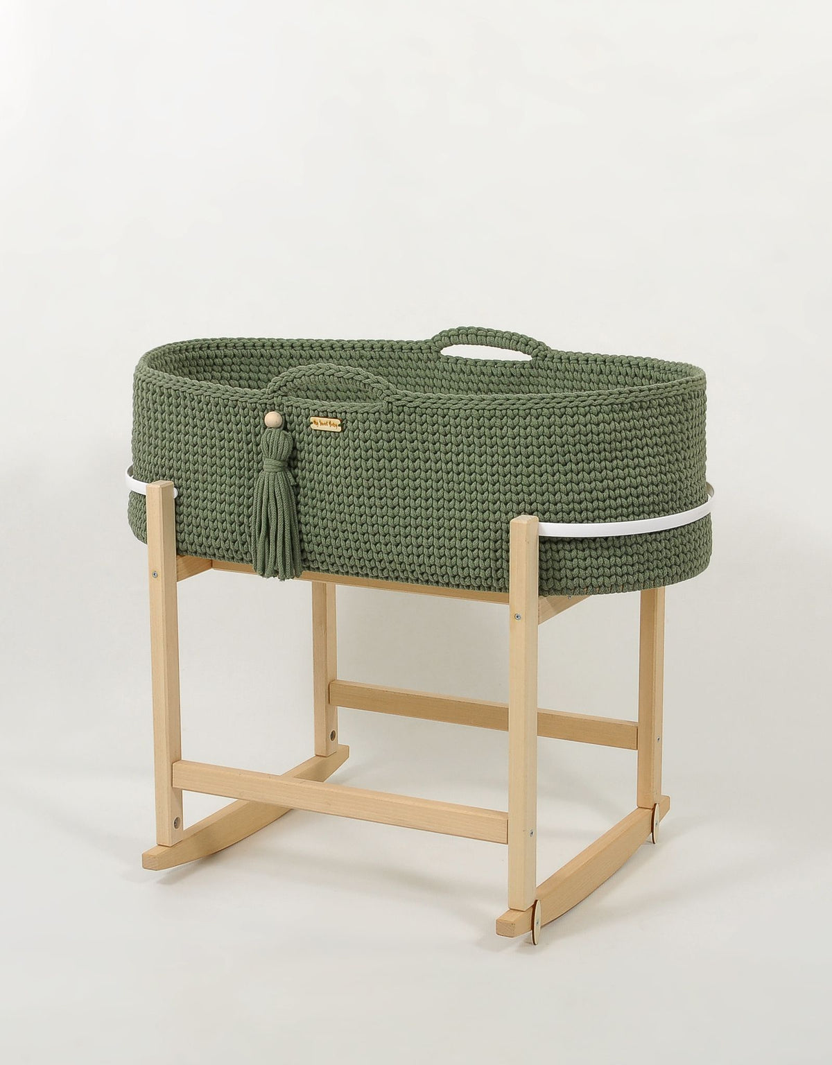Moseskorb Baumwolle mit Wiege BOHO – Pistazie