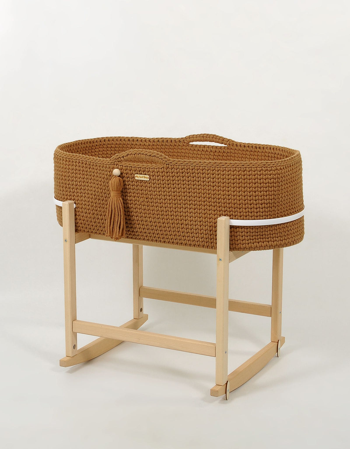 Moseskorb Baumwolle mit Wiege BOHO – Karamell