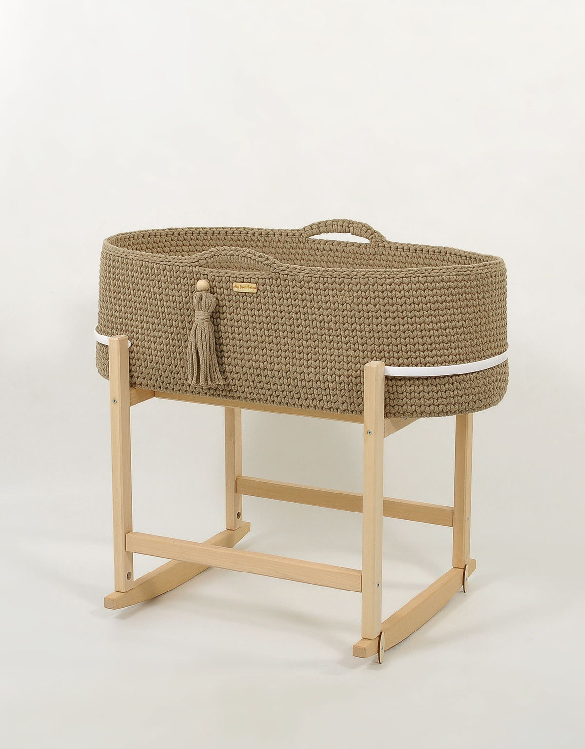 Moseskorb Baumwolle mit Wiege BOHO – Sand