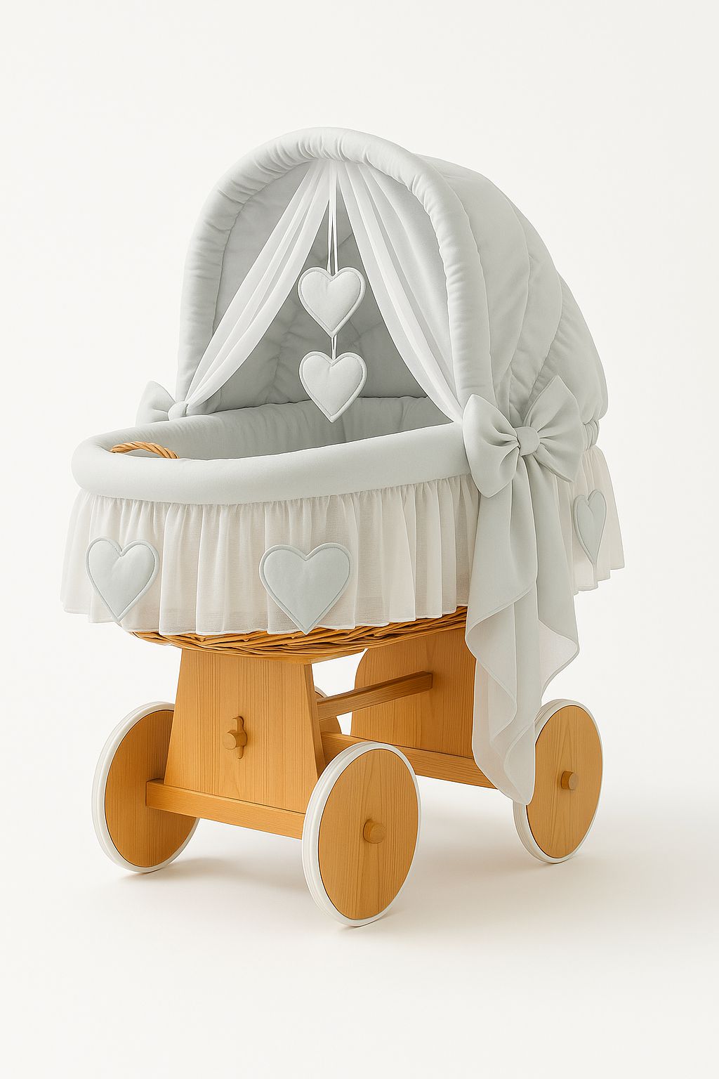 Stubenwagen Weide mit Verdeck Amelie – Natur Grau