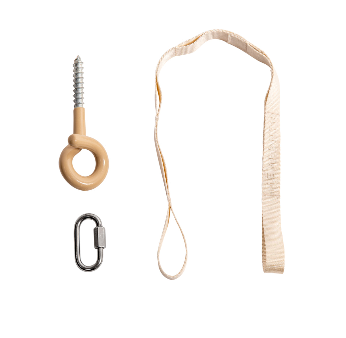 Membantu Deckenbefestigung 2.0 mit Haken, Nylonband und Karabiner