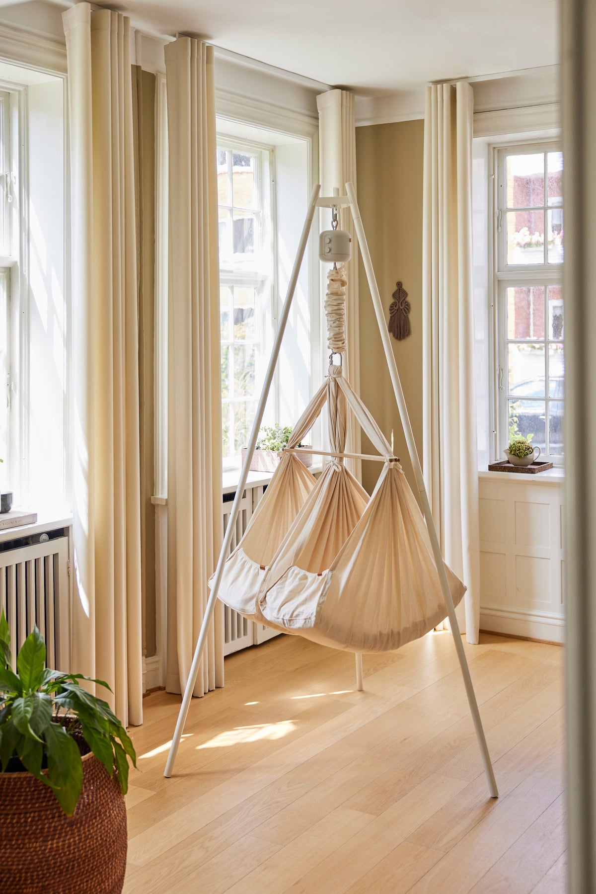 Membantu Zwillings-Federwiege Premium aus Bio-Baumwolle mit Baldachin, Natur, Ansicht 4