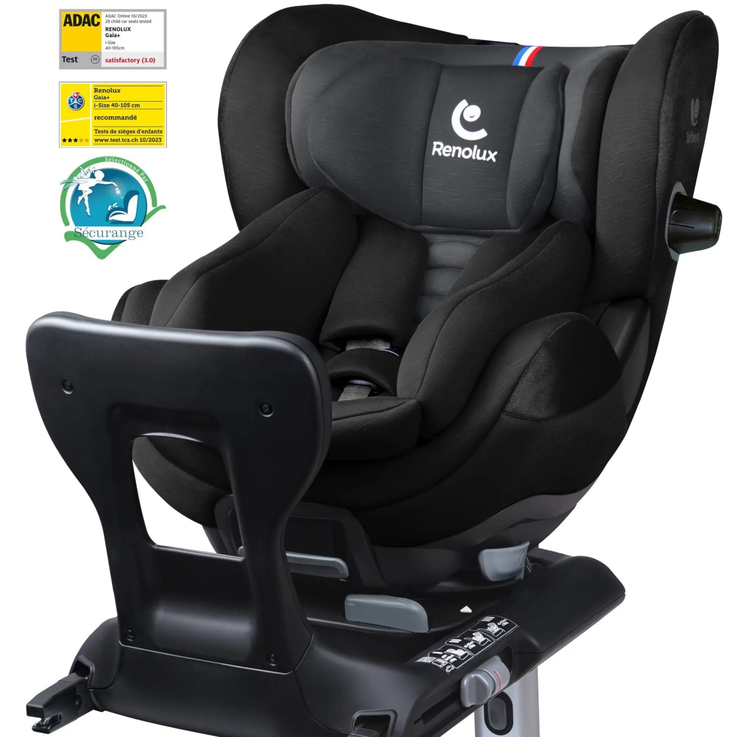 Mitwachsender Kindersitz RENOLUX Gaia Plus 0-12 Jahre - Schwarz