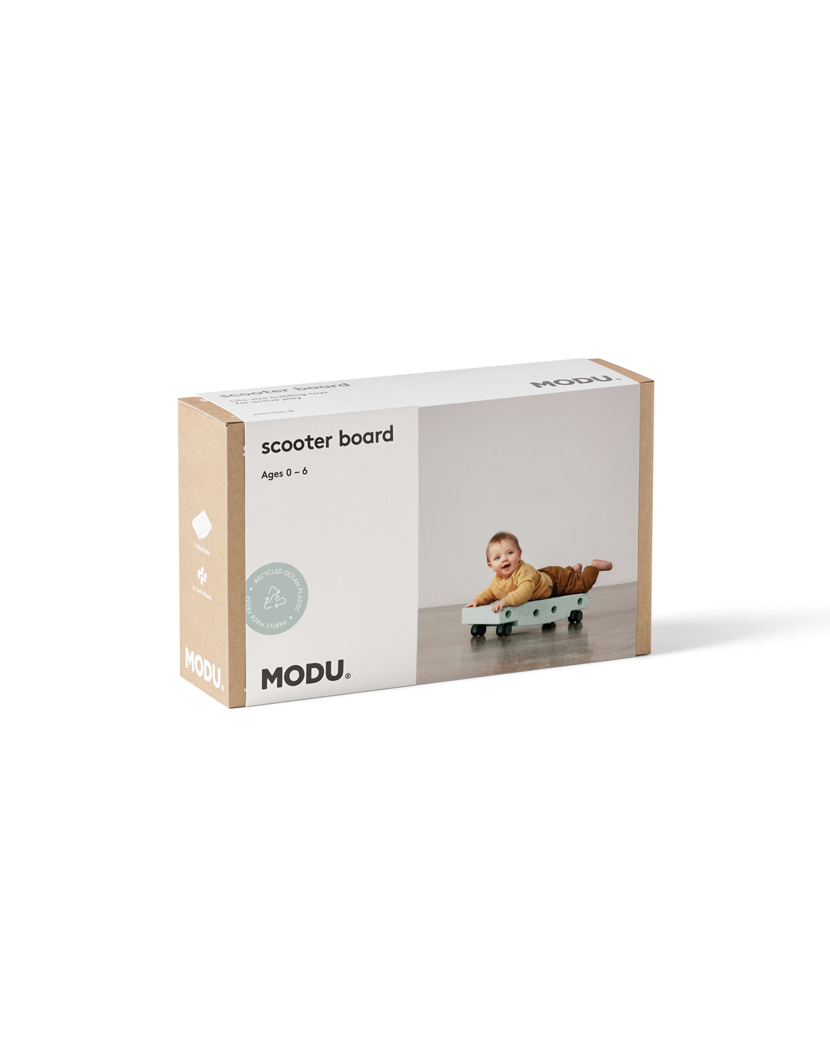 MODU Scooter Board: Rollbrett aus Schaumstoffblock mit vier Drehrollen, Mint, Ansicht 4