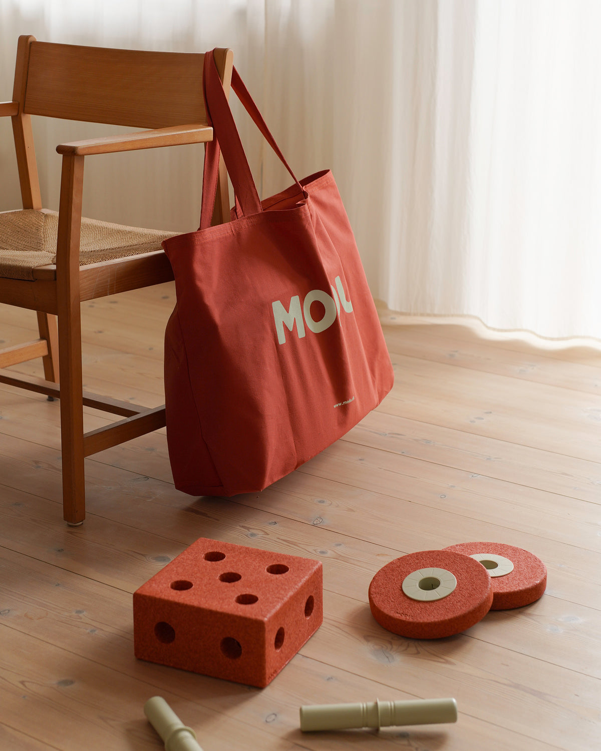 MODU Travel Bag: große Canvas-Tasche mit Seitentasche für MODU-Teile, Orange, Ansicht 2