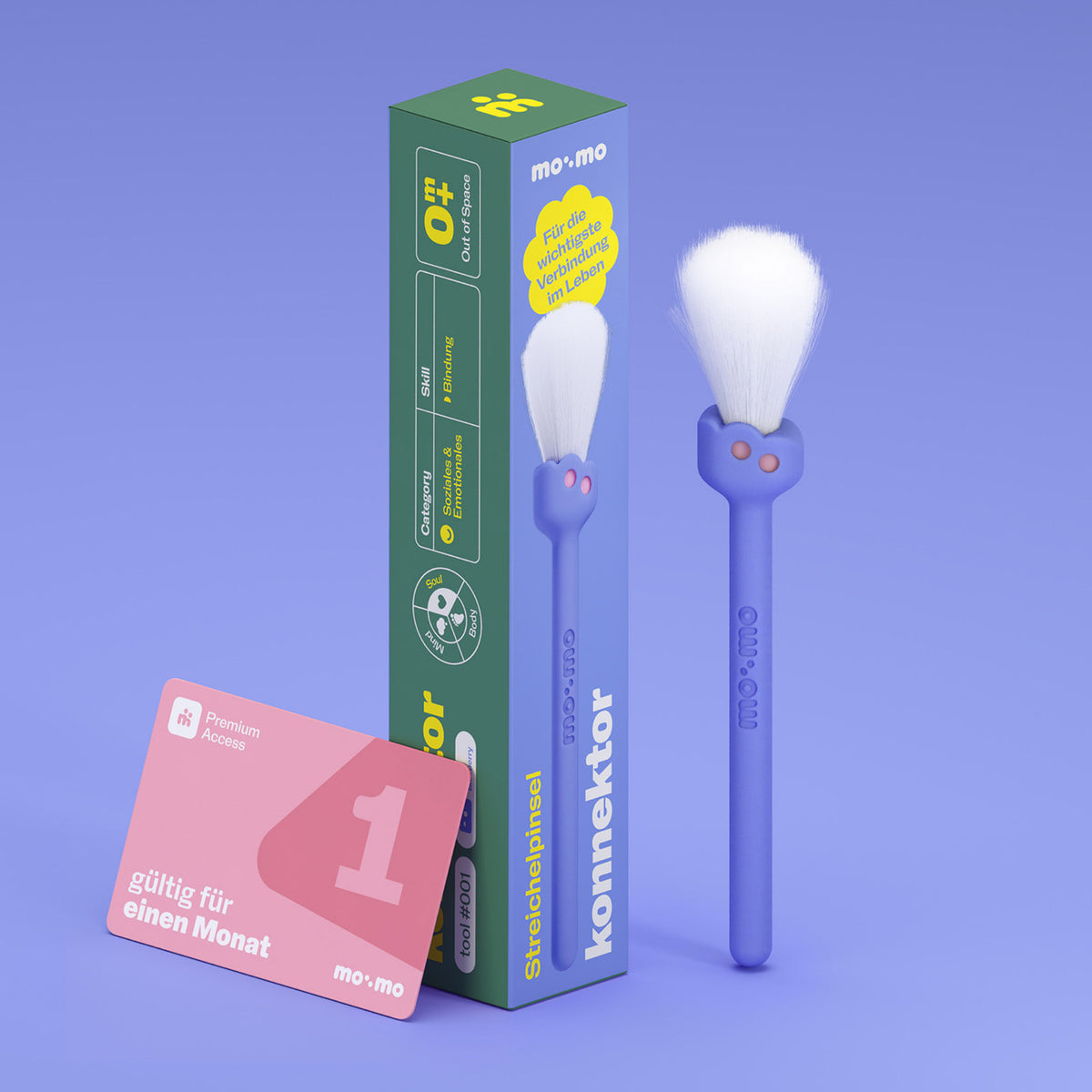 mo:mo Konnektor Streichelpinsel mit weichen Borsten für die Babymassage, Blueberry, Ansicht 2
